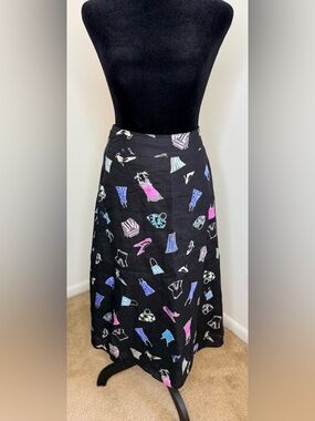 Vintage Liz Claiborne black linen A line midi skirt retro chic unique feminine 8